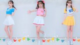 Three color dressing styles of "Rainbow Colors" cover dance