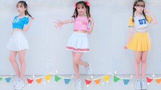 Cover dance "Rainbow Colors" dengan tiga gaya pakaian berbeda warna