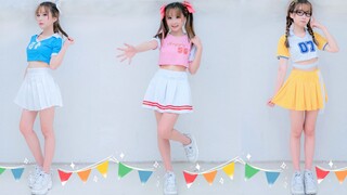 Three color dressing styles of "Rainbow Colors" cover dance