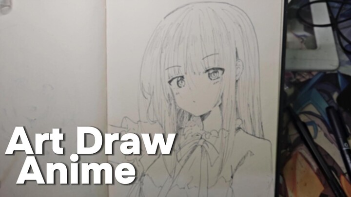 Menggambar anime Sekalian Drawing Process Line art Training.