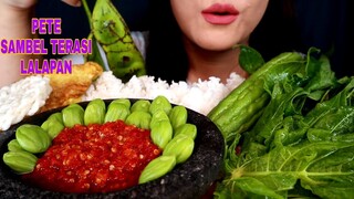 ASMR PETE SAMBEL TERASI LALAPAN DAUN PEPAYA DAN PARE MENTAH | ASMR MUKBANG INDONESIA