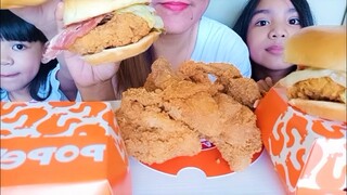 ASMR MUKBANG POPEYES SPICY CHICKEN SANDWICH CHICKEN BURGER FRIED CHICKEN | EATING SHOW | NO TALKING