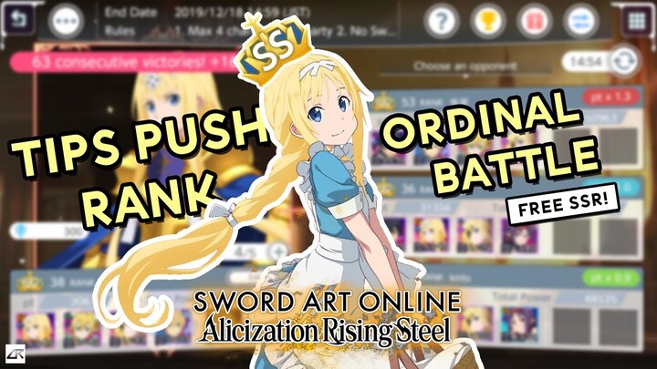 Push Rank di Ordinal Battle Dapet Alice Loli! - Sword Art Online: Alicization Rising Steel #SAOARS