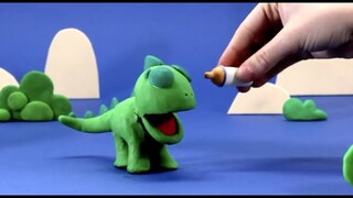 Baby Dinosaur feeding milk bottle Play Doh cartoon for children - BabyClay