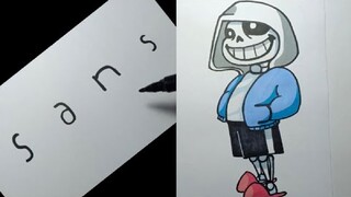 how to draw Dust Sans From Handwriting UNDERTALE Cách vẽ Vui Sans