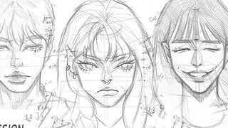 Use the golden ratio method to draw faces in different emotional atmospheres! 【Drawing process】