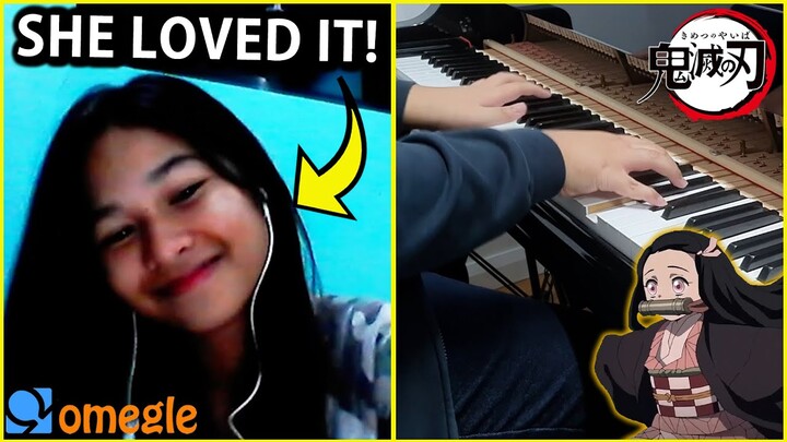 I played DEMON SLAYER OP and other anime openings on OMEGLE... (Anime Piano)