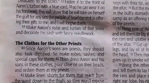 Daily Verse.          Exodus 28:40-43