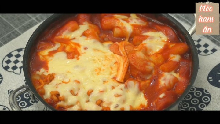 Tokbokki phô mai làm bằng gạo 3 #amthuc