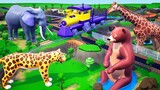 Farm Animals Visiting Wild Animals Zoo in Train Ride Funny Animal Videos 2022 Cartoons | Zoo Animals