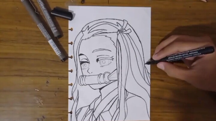time laps drawing nezuko