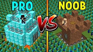 Minecraft NOOB vs PRO : SAVE THE WORLD FROM THE ZOMBIE APOCALYPSE - Challenge 100% trolling