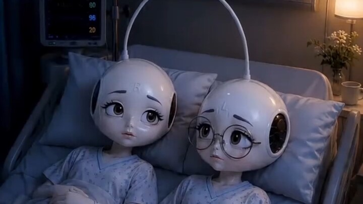Two babies’ matching headphones.