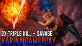 KARINA SAVAGE GAMEPLAY | 2X TRIPLE KILL | CLASSIC MODE WITH THE SQUAD - MOBILE LEGENDS