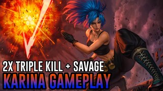 KARINA SAVAGE GAMEPLAY | 2X TRIPLE KILL | CLASSIC MODE WITH THE SQUAD - MOBILE LEGENDS