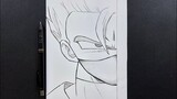 How to draw adult gohan wearing face mask step-by-step