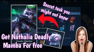 Complete task to get free elite skin Nathalia Deadly Mamba in mobile legends