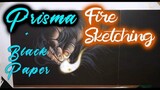 How to draw a flame of fire | Prisma color pencil + black paper