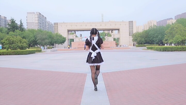 Doesn't this work better than an admissions prospectus? Jumping at the school gate wearing a maid co