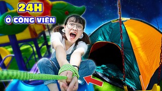 Thử Thách 24H Sống Trong Công Viên Trò Chơi - Cắm Trại Qua Đêm Sẽ Như Thế Nào ? Hà sam