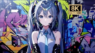「 Hatsune Miku - Graffiti Wall 」 8K static wallpaper sharing
