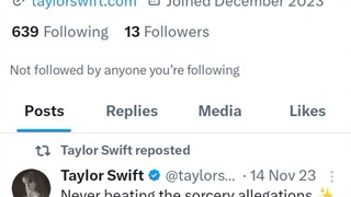 Yesterday I sent a message to Taylor Swift to her original Twitter or X account.