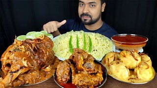 SPICY MUTTON CURRY, WHOLE COUNTRY CHICKEN ROAST, EGG KORMA, PULAO, SALAD ASMR MUKBANG EATING SHOW ||