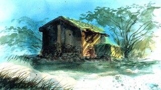 WATERCOLOR PAINTING || HUNTING MELUKIS PEMANDANGAN RUMAH