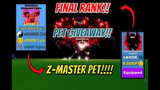 Z MASTER PET LINEUP AND GETTING THE LAST RANK THE FASTEST EVER IN NINJA LEGENDS (Mini Update)