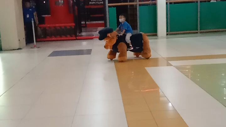 riding his paw patrol cartoon character