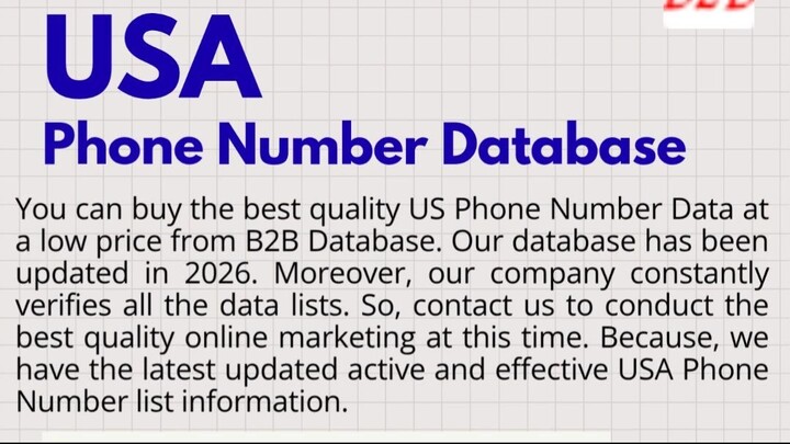 Buy Active USA Phone Number Database List For Online Marketing