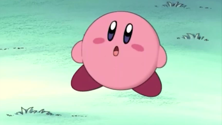 Kirby baby berbagi buah dengan teman-temannya