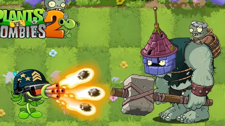 Tantangan PvZ 2 - Tim Acak dengan Tanaman Level Penuh Melawan Zombi Raksasa Kepala Kastil Level 10