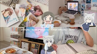 studying for midterm, being productive, manga unboxing, tteokbokki, anime marathon | vlog