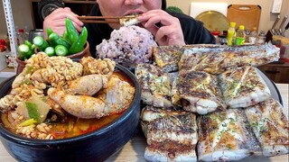 고니알동태찌개+두툼한갈치구이+땡초+고봉밥 먹방 입니다. MUKBANG