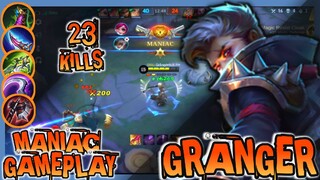 MANIAC + 23 KILLS! GRANGER AWESOME BUILD (MOBILE LEGENDS GAMEPLAY) MLBB