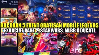 BOCORAN 5 EVENT GRATISAN MOBILE LEGENDS 2023! EVENT EXORCIST PART 2, STAR WARS RESALE, MLBB X DUCATI