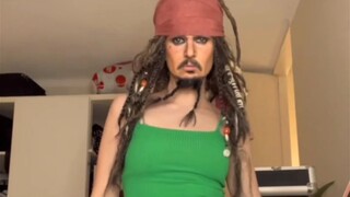 Tiktok girl cosplays Captain Jack and dances on pole