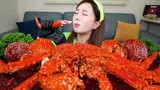 Nuclear buldak 🔥 Spicy Giant King Crab 🦀 Seafood & Bibimbap Recipe Mukbang ASMR