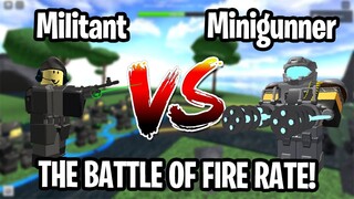 10 Militant vs 10 Minigunner WHO HAS THE BETTER FIRE RATE? | Tower Defense Simulator | ROBLOX