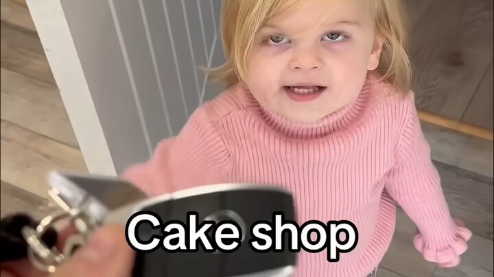 The daughter wants cake, so she just grabs the car keys and goes to her dad—such a heartwarming reac