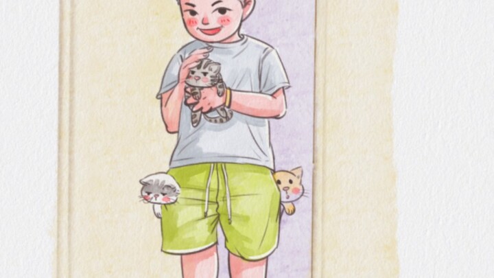 A drunk man picked up three cats and took them home. The shape is so cute! Miaomiao said he didn't e