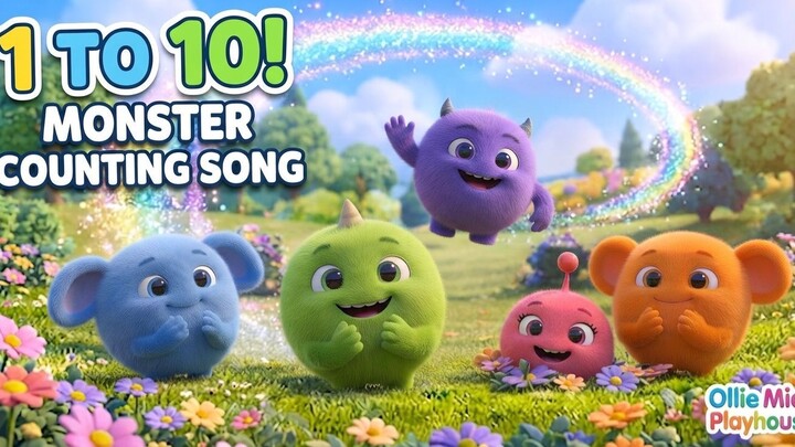 1 to 10 Monster Counting Song 🎶 Animated Educational Nursery Rhymes by Ollie Mias Playhouse