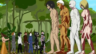 Eren Titan, Female Titan, Warhammer, All Titan vs Jason, Pyramid Head, Cartoon Cat, All Horror Team