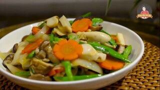 NẤM XÀO CHAY đủ vị, đẹp mắt cho ngày rằm _ Cùng Cháu Vào Bếp