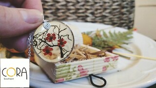 Real cherry blossom eco resin pendant necklace