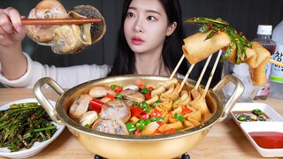 뜨끈칼칼 골뱅이탕♨️ 쫀득한 어묵, 부추무침 먹방 MUKBANG(ASMR X) | Spicy Sea Snail Soup, Fish Cake Skewer, Seasoned Chive