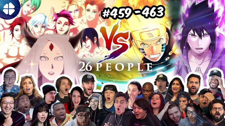 Naruto/Sasuke VS KAGUYA [26 People React] Reverse Harem Jutsu!!! Shippuden 459-463