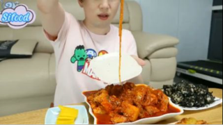 Miến kim chi, cơm nắm, gà phần 2 #mukbang
