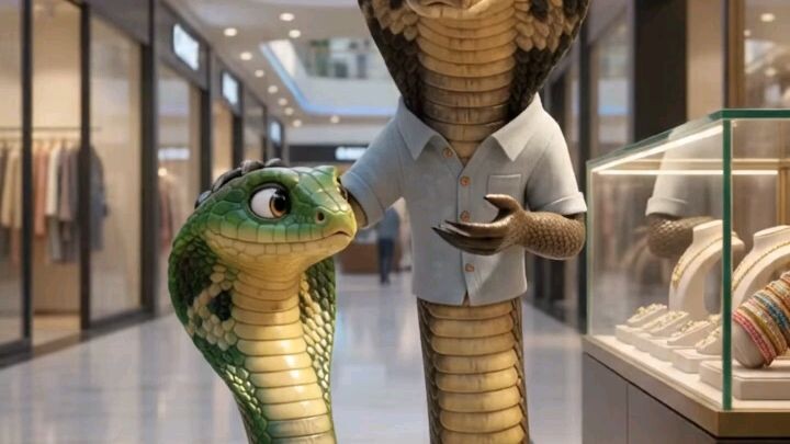 蛇蛇父子逛商场，发现人类的秘密武器！😂🐍